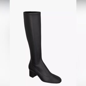 Zara leather stretch Black Heeled Boots